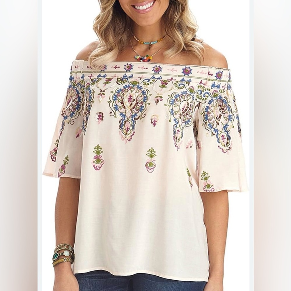 Democracy Off the Shoulder Cream Top